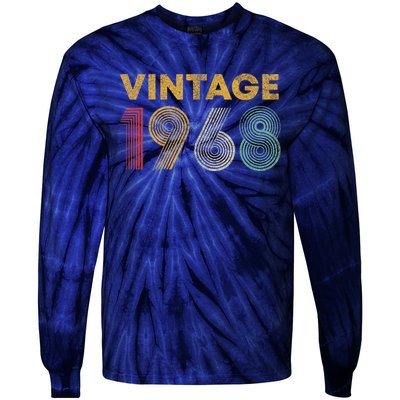 Vintage 1968 55th Birthday Present Gift  Wo 55 Years Old Tie-Dye Long Sleeve Shirt