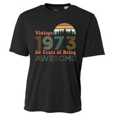 Vintage 1973 50 Years Of Being Awesome 50th Birthday Cooling Performance Crew T-Shirt