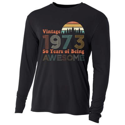 Vintage 1973 50 Years Of Being Awesome 50th Birthday Cooling Performance Long Sleeve Crew