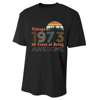 Vintage 1973 50 Years Of Being Awesome 50th Birthday Performance Sprint T-Shirt