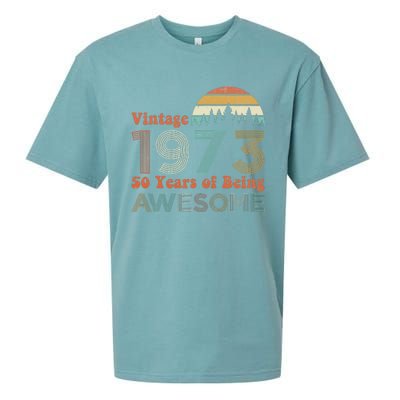 Vintage 1973 50 Years Of Being Awesome 50th Birthday Sueded Cloud Jersey T-Shirt