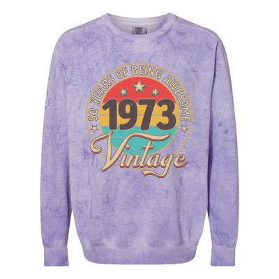 Vintage 1973 50 Years Of Being Awesome Colorblast Crewneck Sweatshirt