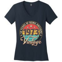 Vintage 1973 50 Years Of Being Awesome Women's V-Neck T-Shirt