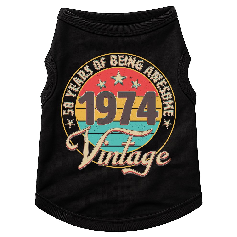 Vintage 1974 50 Years Of Being Awesome Doggie Tank