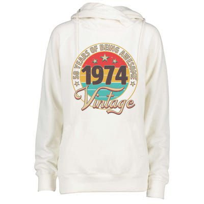 Vintage 1974 50 Years Of Being Awesome Womens Funnel Neck Pullover Hood