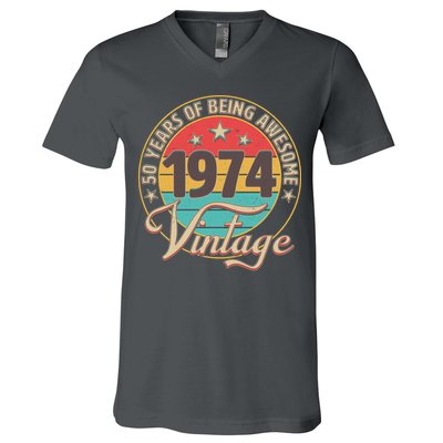 Vintage 1974 50 Years Of Being Awesome V-Neck T-Shirt