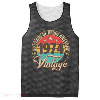Vintage 1974 50 Years Of Being Awesome Mesh Reversible Basketball Jersey Tank