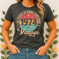 Vintage 1974 50 Years Of Being Awesome Womens T-Shirt
