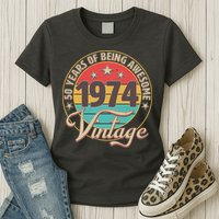Vintage 1974 50 Years Of Being Awesome Womens T-Shirt