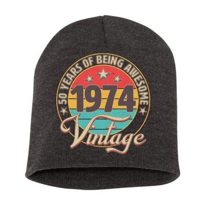 Vintage 1974 50 Years Of Being Awesome Short Acrylic Beanie