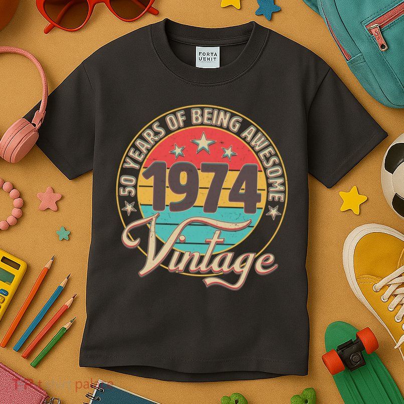 Vintage 1974 50 Years Of Being Awesome Kids T-Shirt