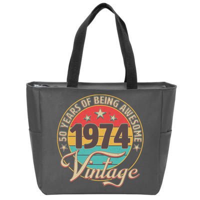 Vintage 1974 50 Years Of Being Awesome Zip Tote Bag