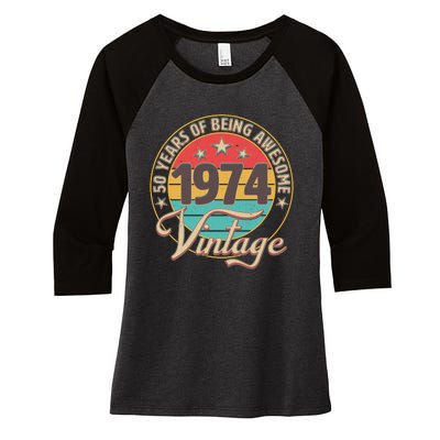 Vintage 1974 50 Years Of Being Awesome Women's Tri-Blend 3/4-Sleeve Raglan Shirt