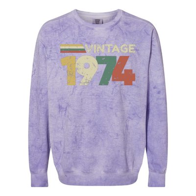 Vintage 1974 50th Birthday 2024 Colorblast Crewneck Sweatshirt