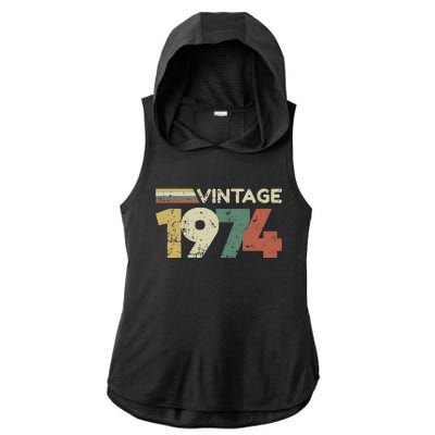 Vintage 1974 50th Birthday 2024 Ladies PosiCharge Tri-Blend Wicking Draft Hoodie Tank