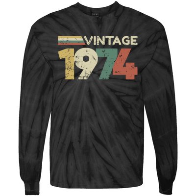 Vintage 1974 50th Birthday 2024 Tie-Dye Long Sleeve Shirt