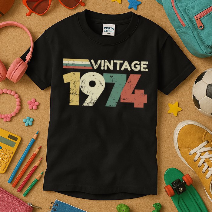Vintage 1974 50th Birthday 2024 Kids T-Shirt