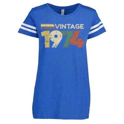 Vintage 1974 50th Birthday 2024 Enza Ladies Jersey Football T-Shirt