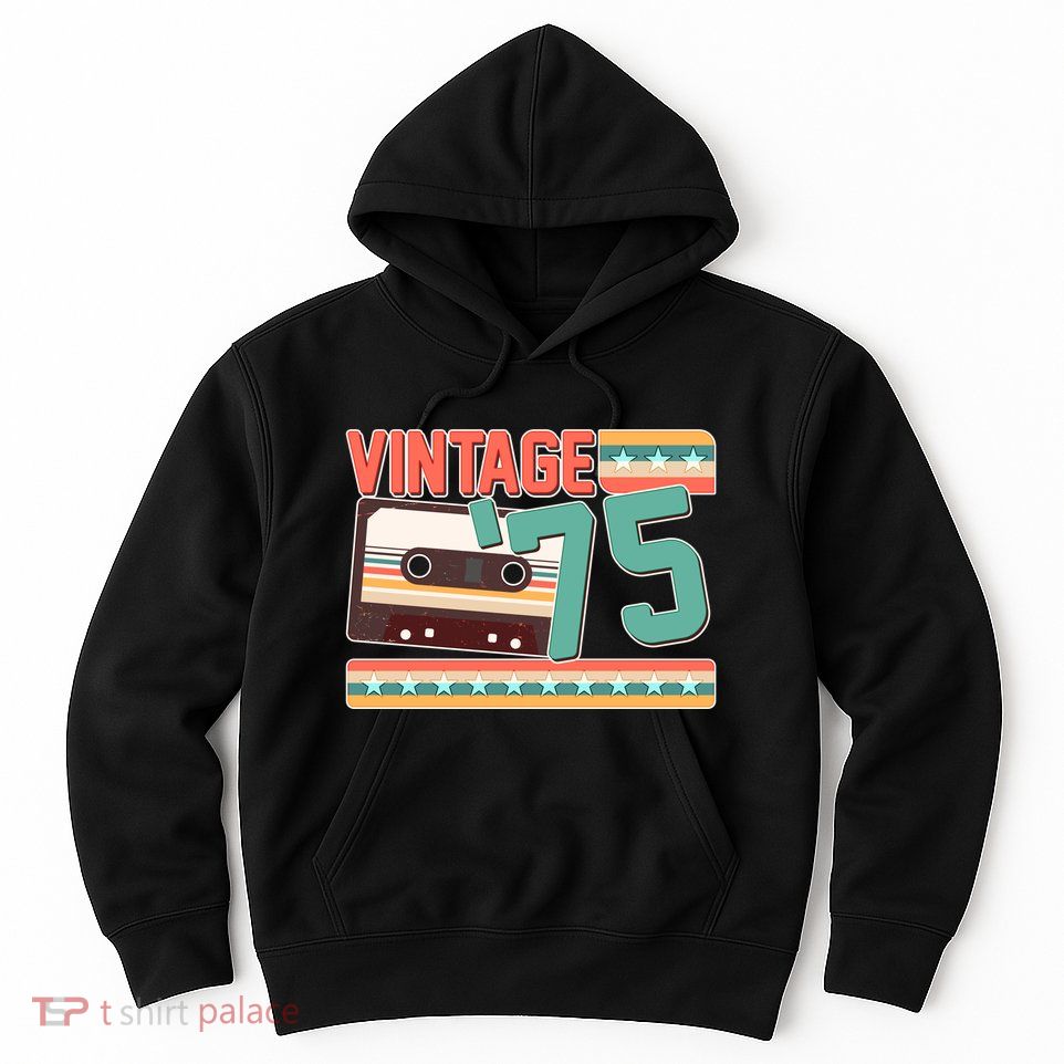 Vintage 1975 50th Birthday Cassette Tape Hoodie