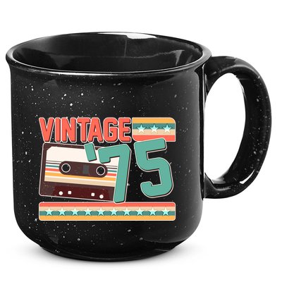 Vintage 1975 50th Birthday Cassette Tape 15oz Campfire Ceramic Mug