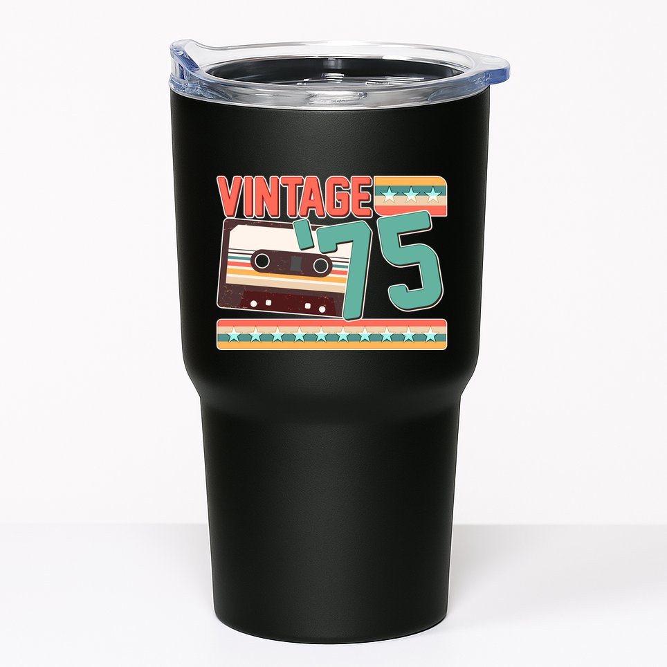 Vintage 1975 50th Birthday Cassette Tape Tumbler