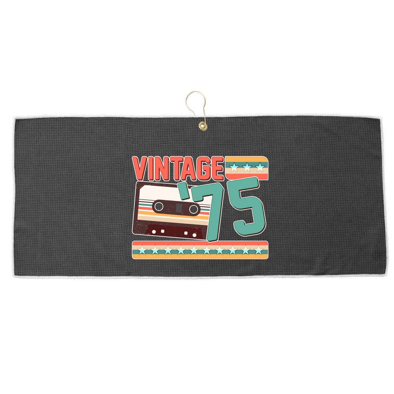 Vintage 1975 50th Birthday Cassette Tape Large Microfiber Waffle Golf Towel