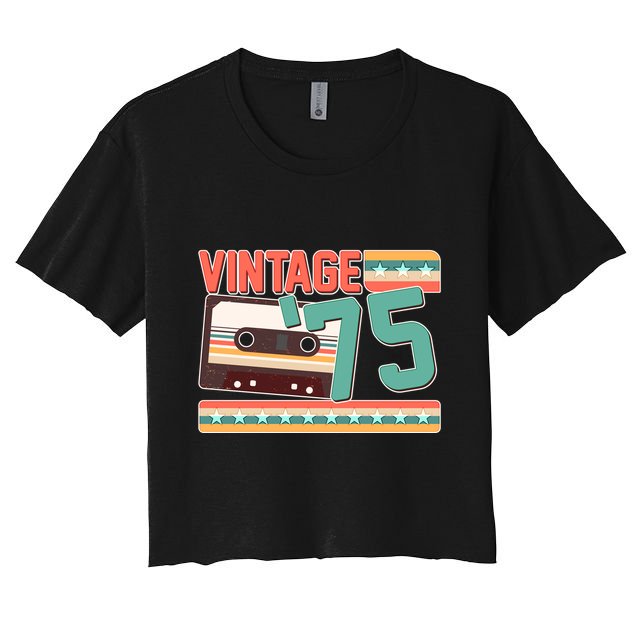 Vintage 1975 50th Birthday Cassette Tape Crop Top