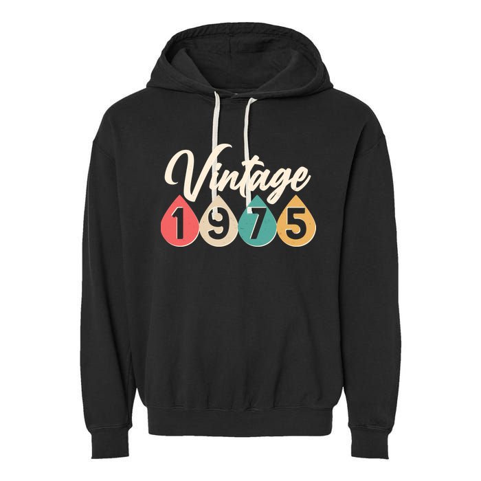 Vintage 1975 50th Birthday Retro Teardrop Design Garment-Dyed Fleece Hoodie