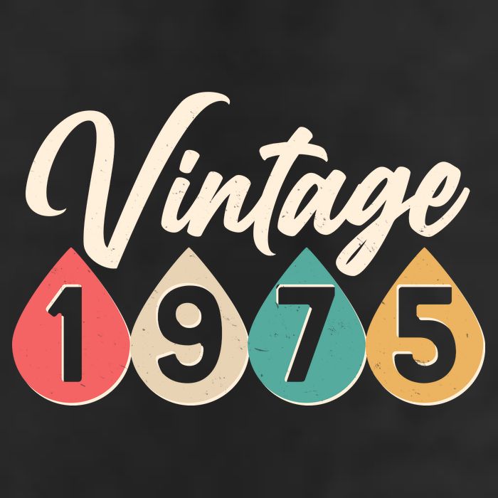 Vintage 1975 50th Birthday Retro Teardrop Design Garment-Dyed Fleece Hoodie