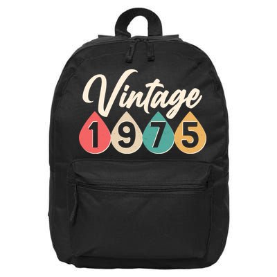 Vintage 1975 50th Birthday Retro Teardrop Design 16 in Basic Backpack