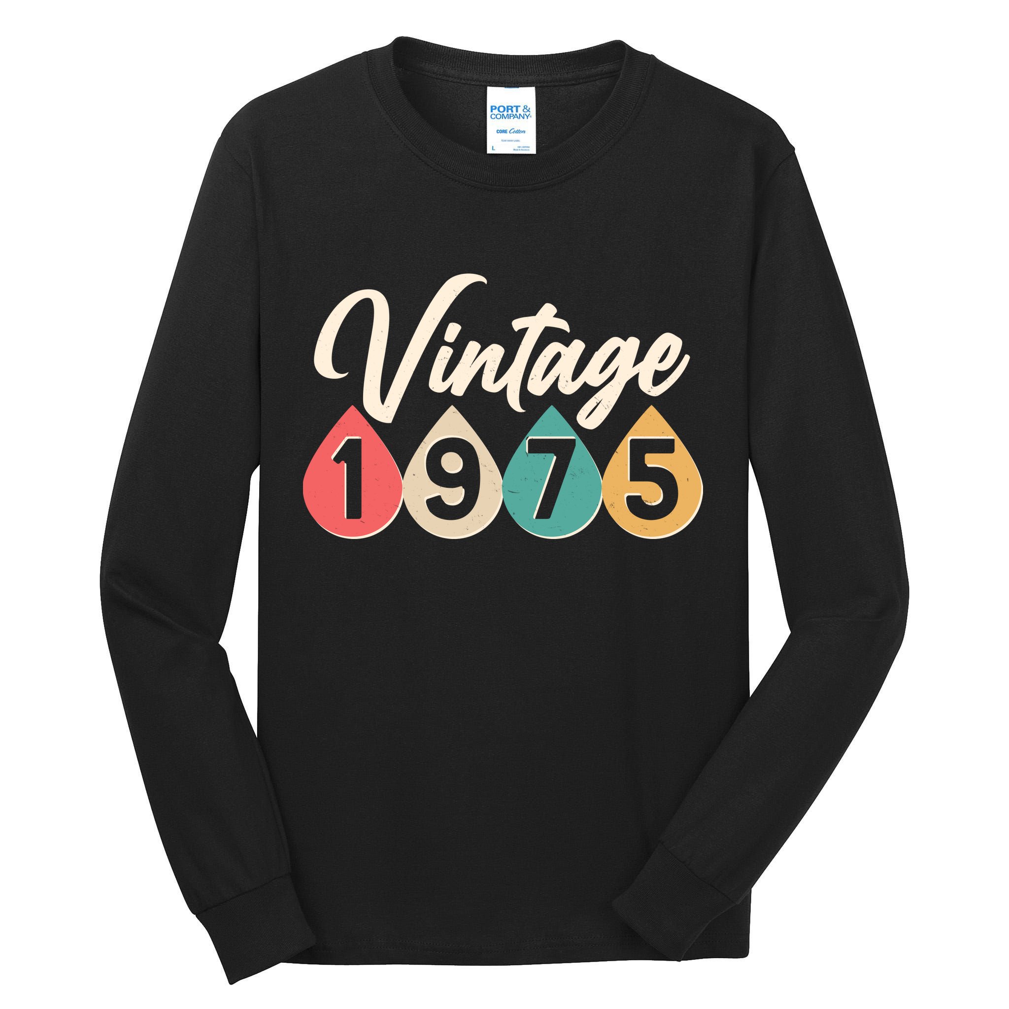 Vintage 1975 50th Birthday Retro Teardrop Design Tall Long Sleeve T-Shirt
