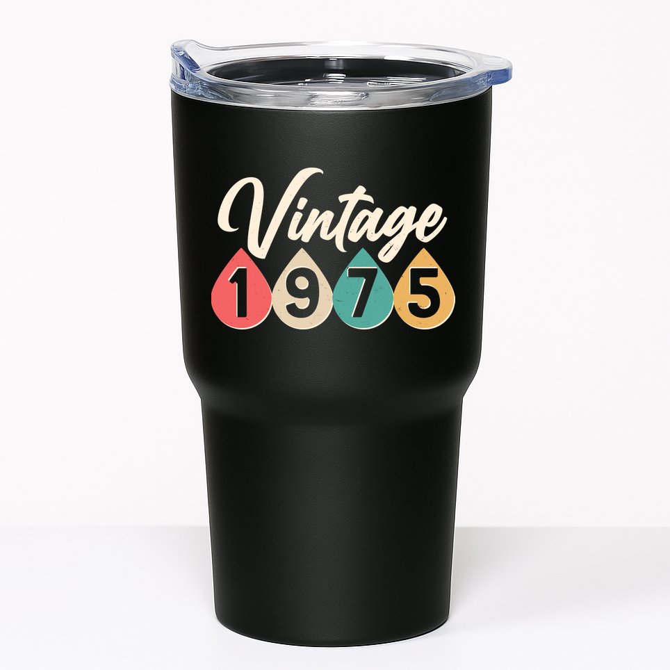Vintage 1975 50th Birthday Retro Teardrop Design Tumbler