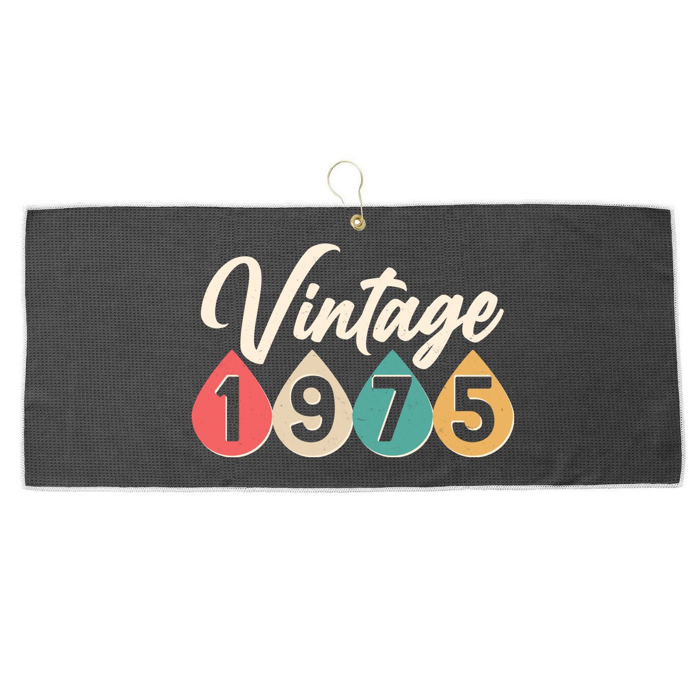 Vintage 1975 50th Birthday Retro Teardrop Design Large Microfiber Waffle Golf Towel