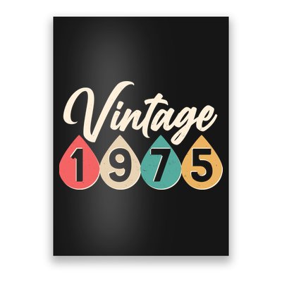 Vintage 1975 50th Birthday Retro Teardrop Design Poster