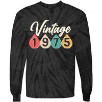 Vintage 1975 50th Birthday Retro Teardrop Design Tie-Dye Long Sleeve Shirt