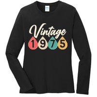 Vintage 1975 50th Birthday Retro Teardrop Design Ladies Long Sleeve Shirt