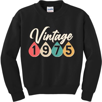 Vintage 1975 50th Birthday Retro Teardrop Design Kids Sweatshirt