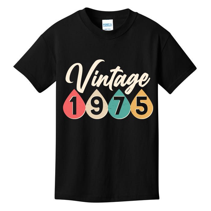 Vintage 1975 50th Birthday Retro Teardrop Design Kids T-Shirt
