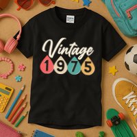 Vintage 1975 50th Birthday Retro Teardrop Design Kids T-Shirt