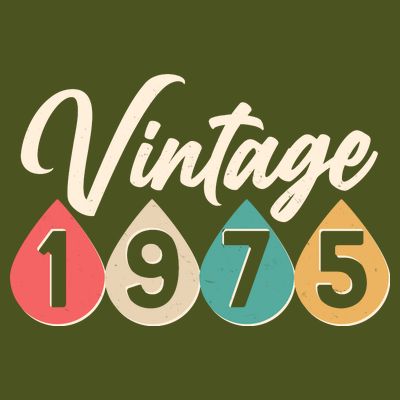 Vintage 1975 50th Birthday Retro Teardrop Design T-Shirt