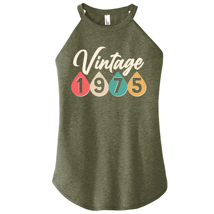 Vintage 1975 50th Birthday Retro Teardrop Design Women's Perfect Tri Rocker Tank