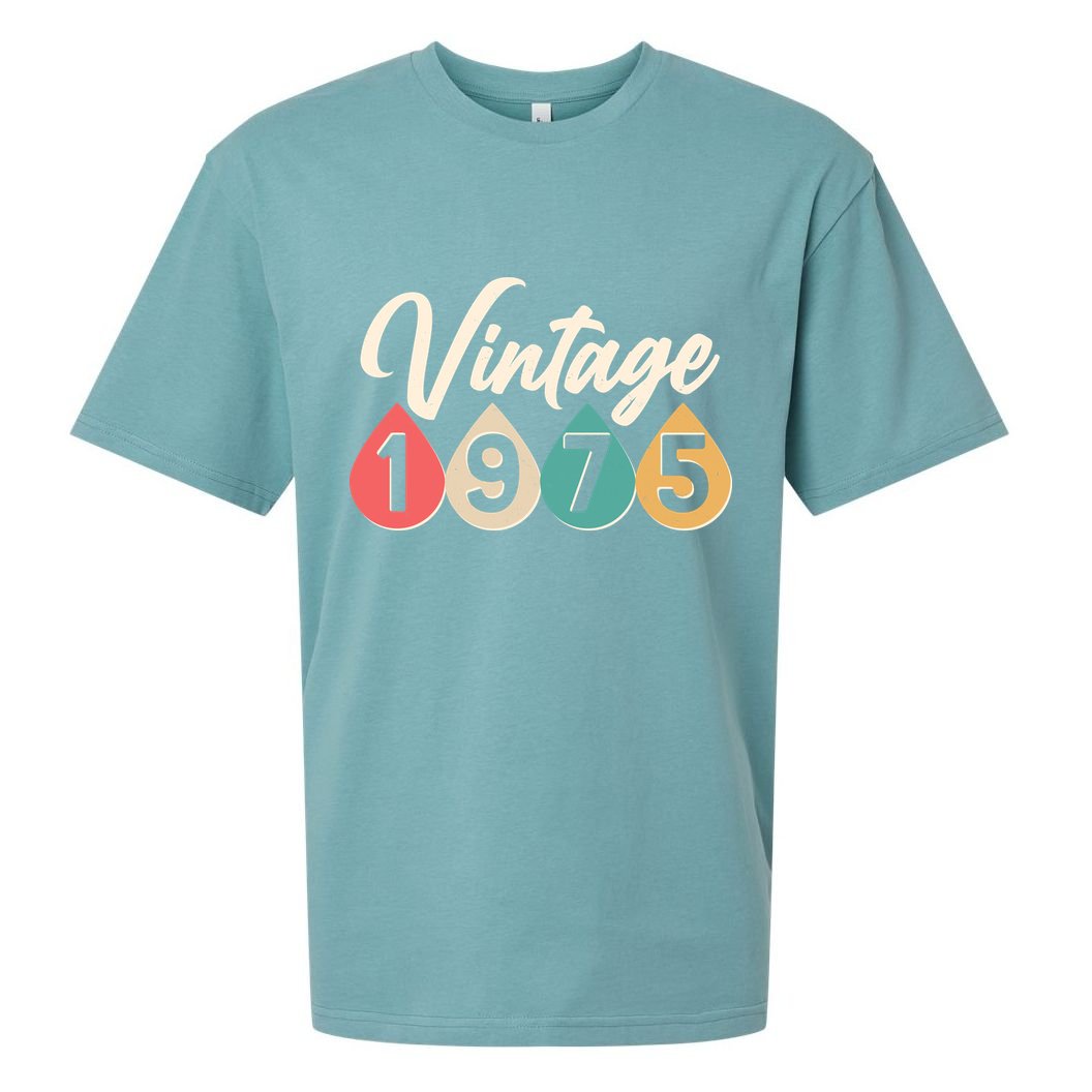 Vintage 1975 50th Birthday Retro Teardrop Design Sueded Cloud Jersey T-Shirt