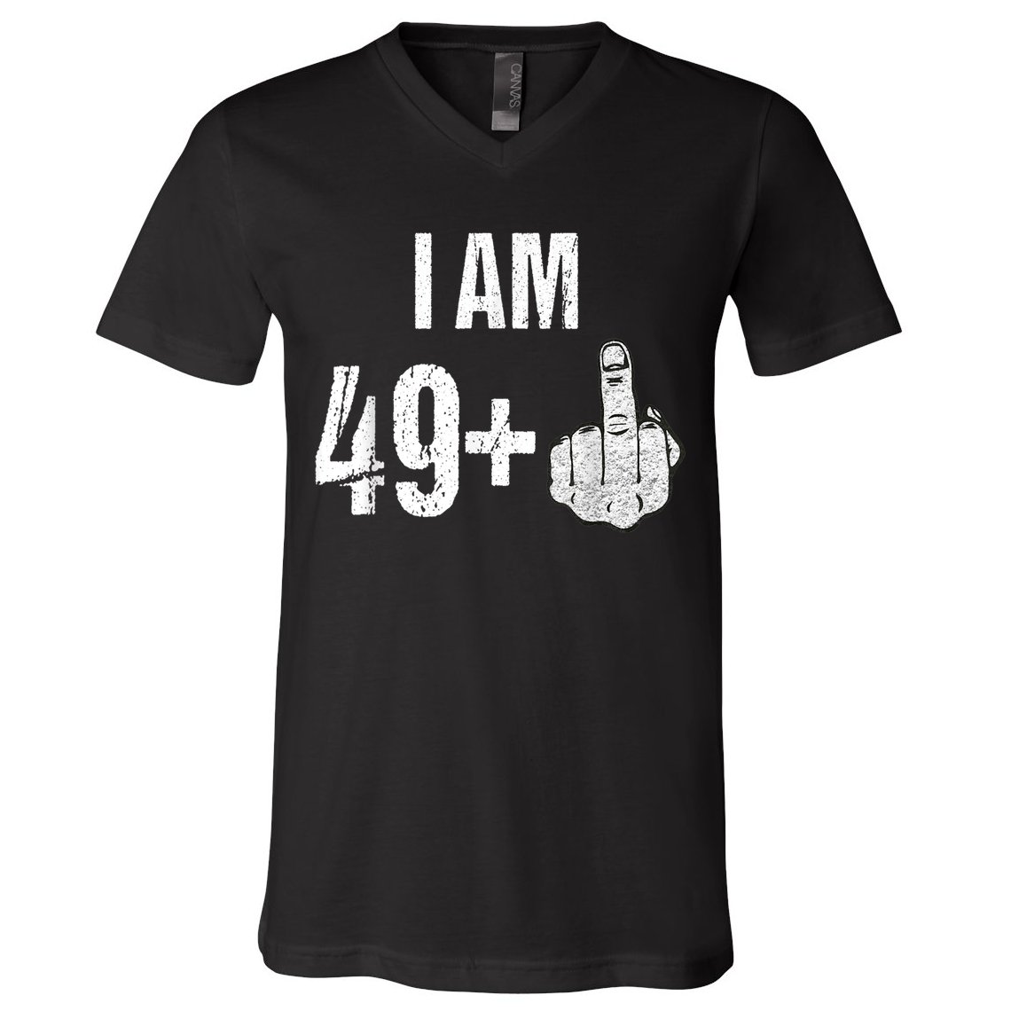 Vintage 1969 50th Birthday Shirt I Am 49 Plus Middle Finger V-Neck T-Shirt