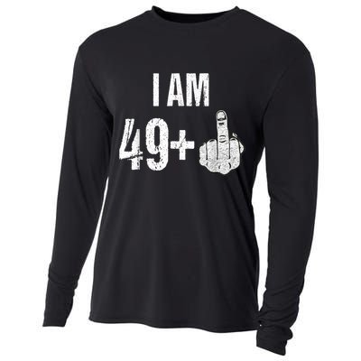 Vintage 1969 50th Birthday Shirt I Am 49 Plus Middle Finger Cooling Performance Long Sleeve Crew