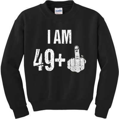 Vintage 1969 50th Birthday Shirt I Am 49 Plus Middle Finger Kids Sweatshirt