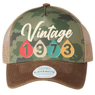 Vintage 1973 50th Birthday Retro Teardrop Design Legacy Tie Dye Trucker Hat