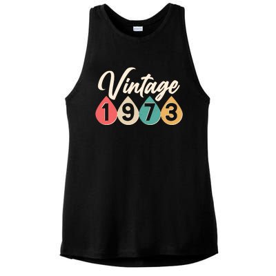 Vintage 1973 50th Birthday Retro Teardrop Design Ladies PosiCharge Tri-Blend Wicking Tank