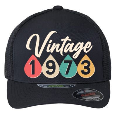 Vintage 1973 50th Birthday Retro Teardrop Design Flexfit Unipanel Trucker Cap