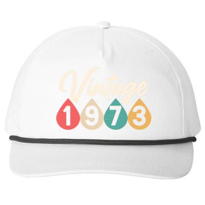 Vintage 1973 50th Birthday Retro Teardrop Design Snapback Five-Panel Rope Hat