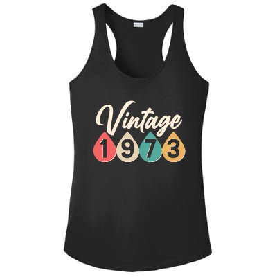 Vintage 1973 50th Birthday Retro Teardrop Design Ladies PosiCharge Competitor Racerback Tank